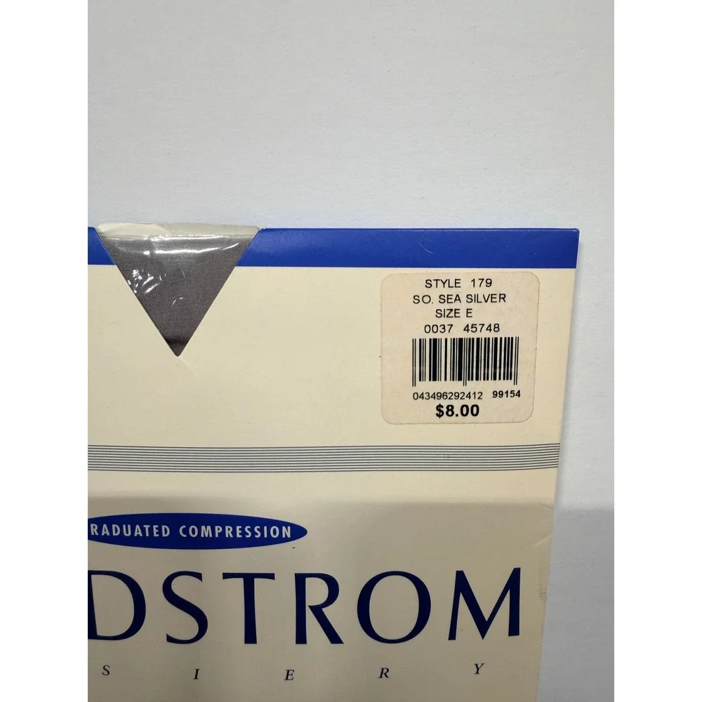 Nordstrom Hosiery Style 179 So Sea Silver Control Top Support Tights Size E‎ NEW